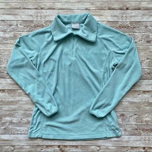 Columbia Teal Quarter Zip Pull Over Fleece Sweatshirt Size M